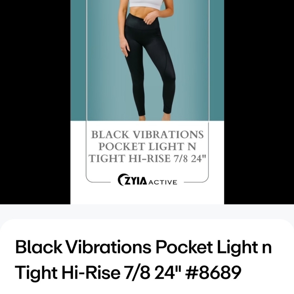 Black Vibrations Pocket Light n Tight Hi-Rise Leggings EUC Size 6-8